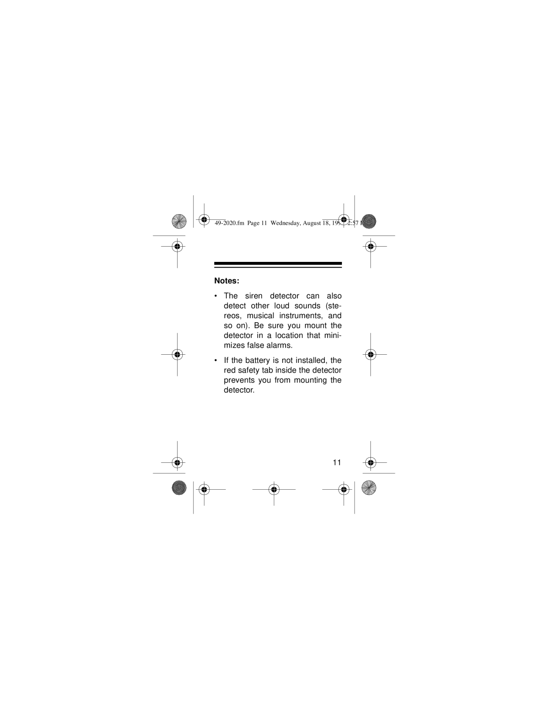 Radio Shack 49-2020, 49-2011, 49-2010 owner manual Fm Page 11 Wednesday, August 18, 1999 257 PM 