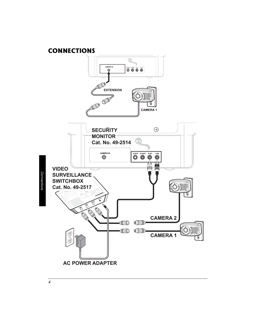 Radio Shack 49-2514 owner manual 100%6+105, Connections 