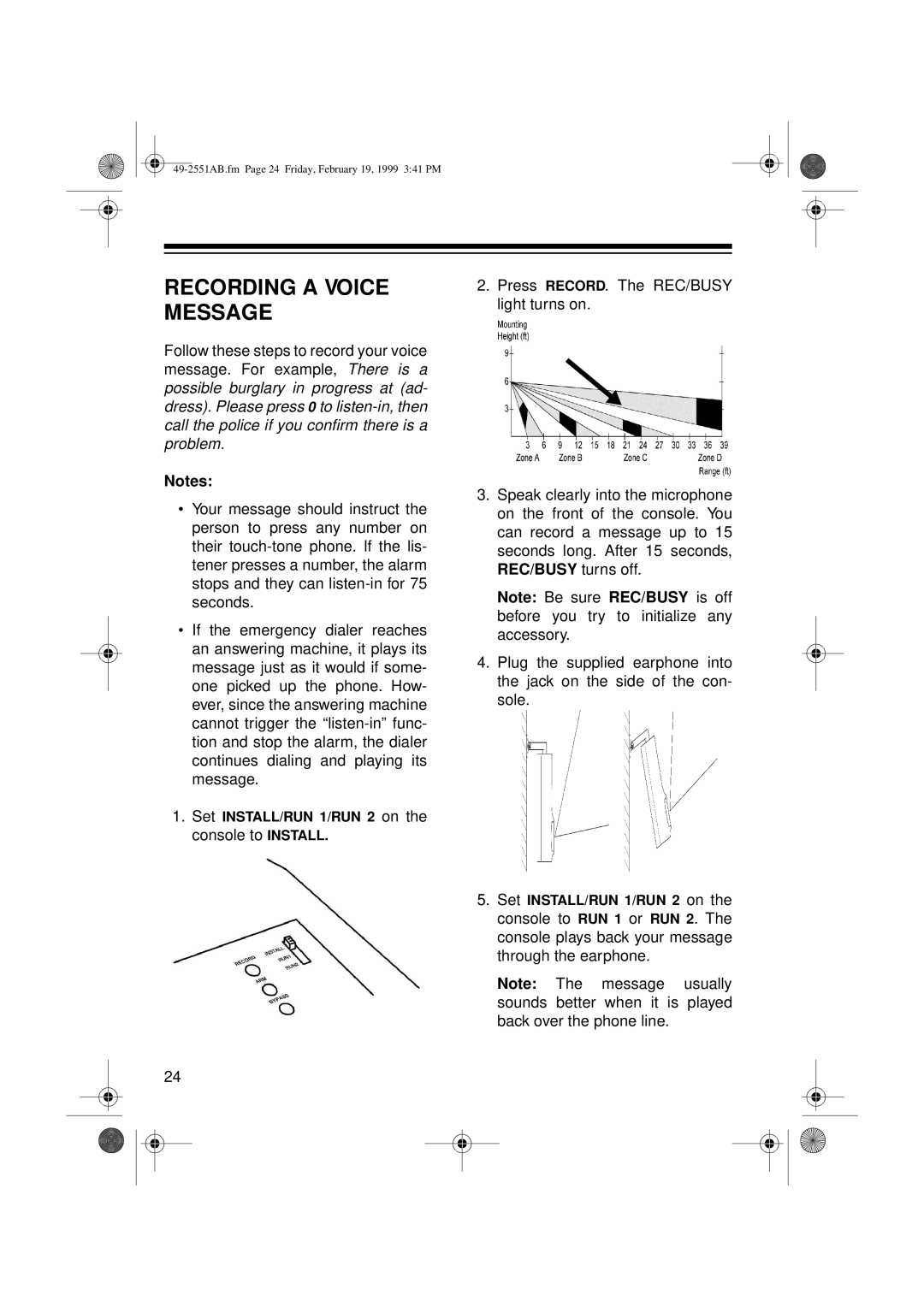 Radio Shack 49-2551A owner manual Recording a Voice Message 