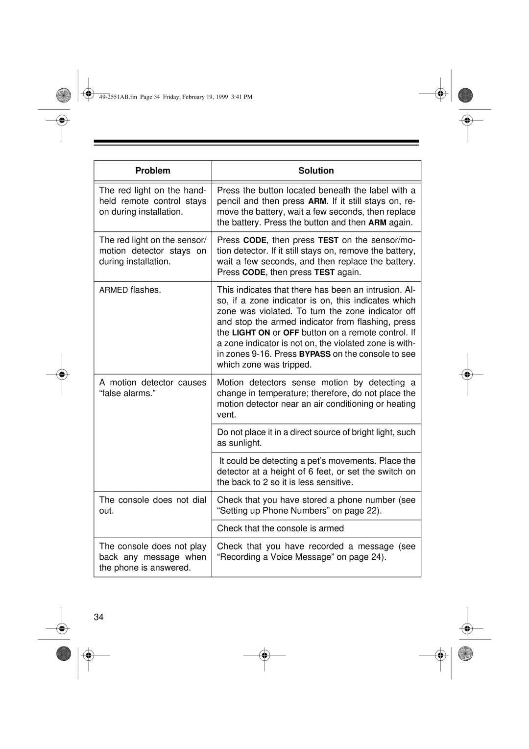 Radio Shack owner manual 49-2551AB.fm Page 34 Friday, February 19, 1999 341 PM 