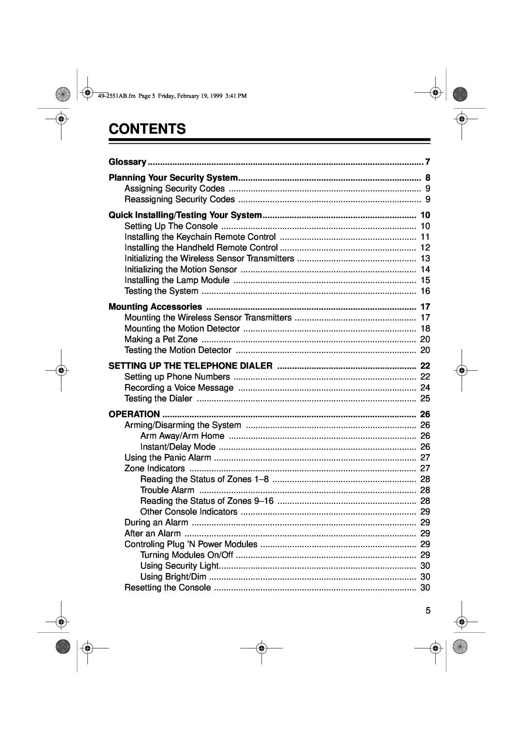 Radio Shack 49-2551A owner manual Contents 