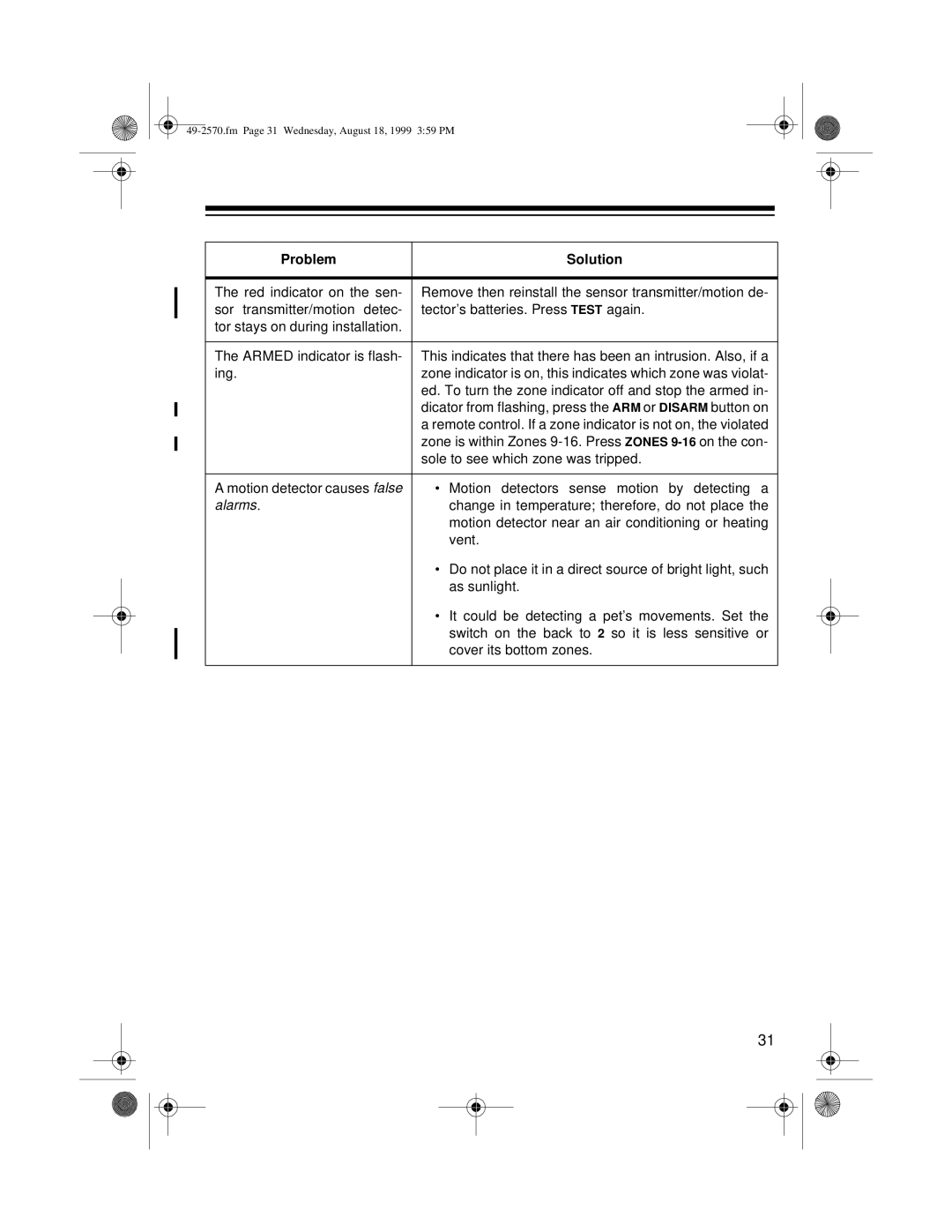 Radio Shack 49-2570 owner manual Alarms 