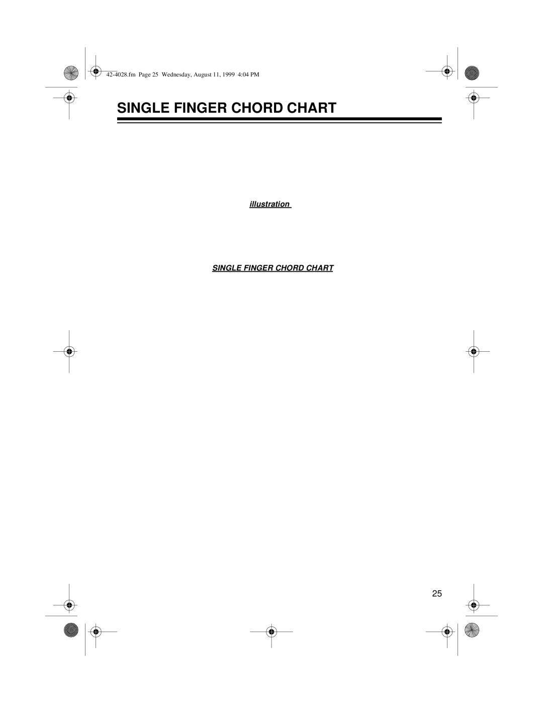 Radio Shack 580 owner manual Single Finger Chord Chart 