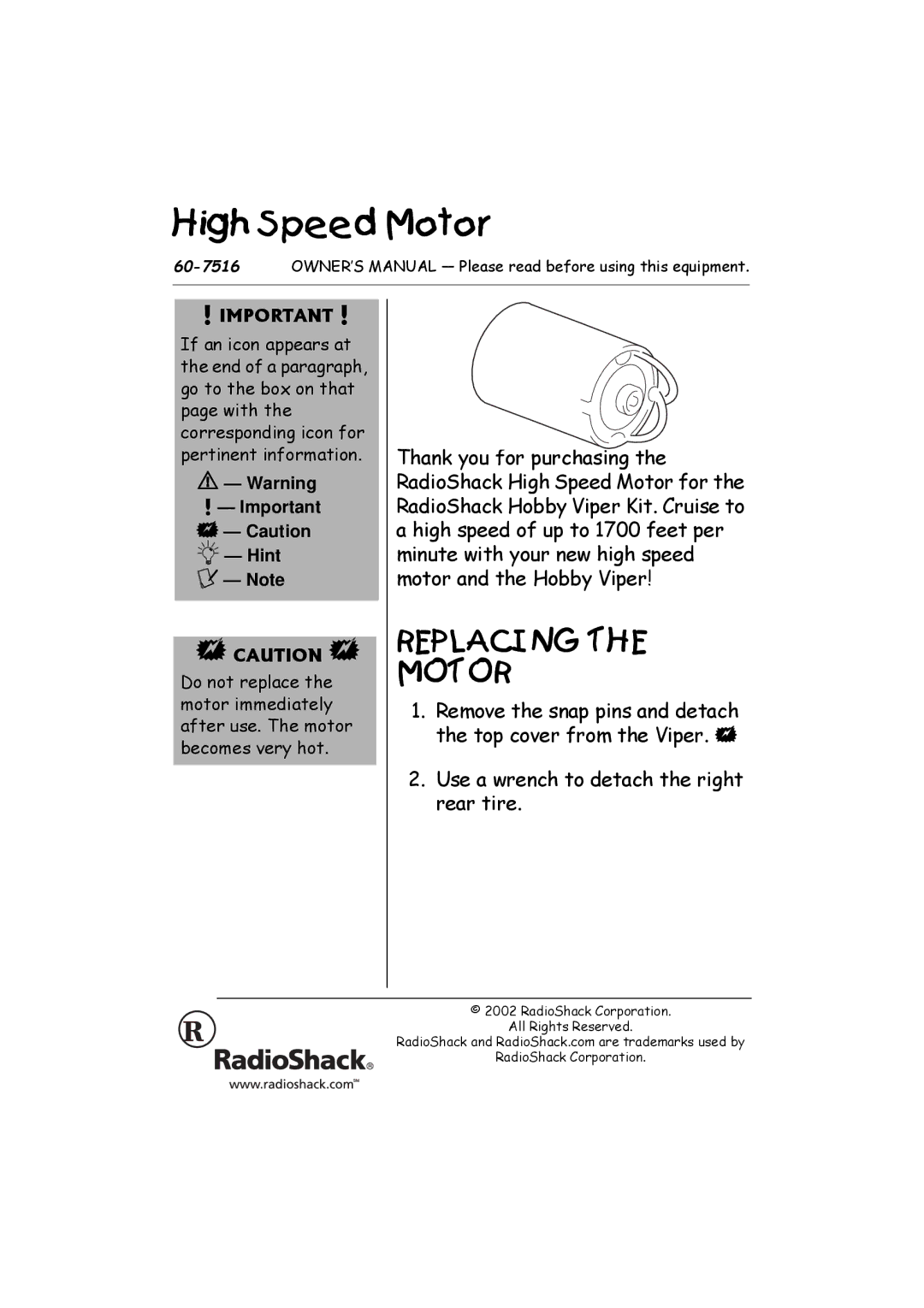 Radio Shack 60-7516 manual 9ZXYïDaVVUï`e`c 