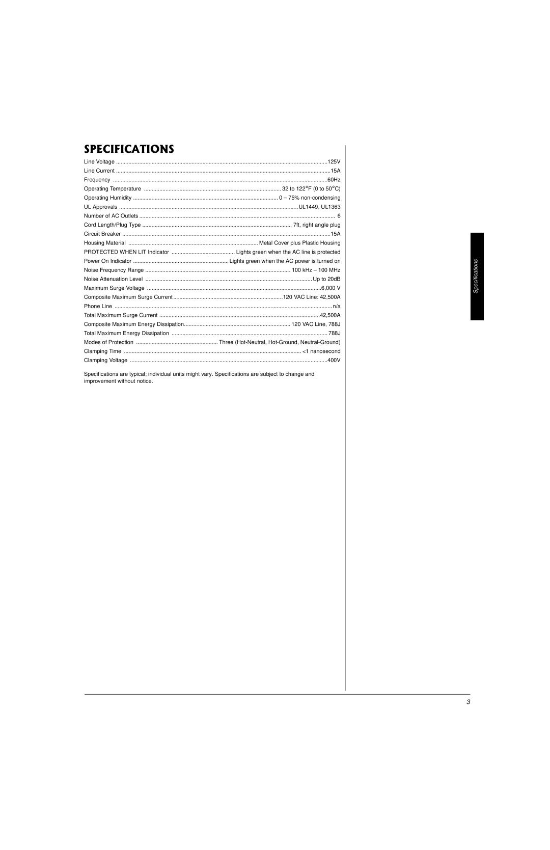 Radio Shack 61-2404 owner manual Specifications 