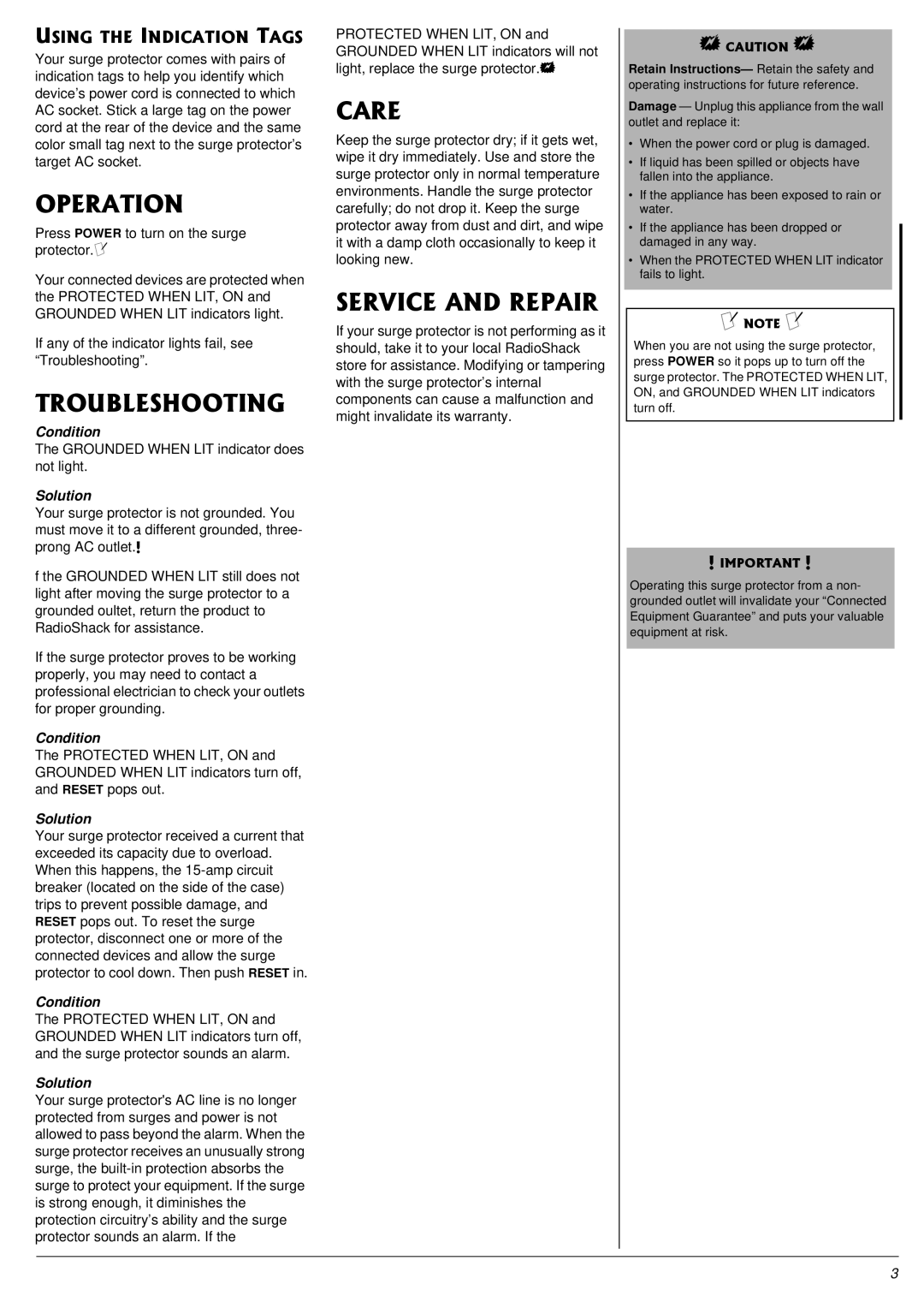 Radio Shack 61-2422 owner manual 124#6+10, 6417$.5*116+0, 548+%#0&42#+4, 75+06*+0&+%#6+106#5 