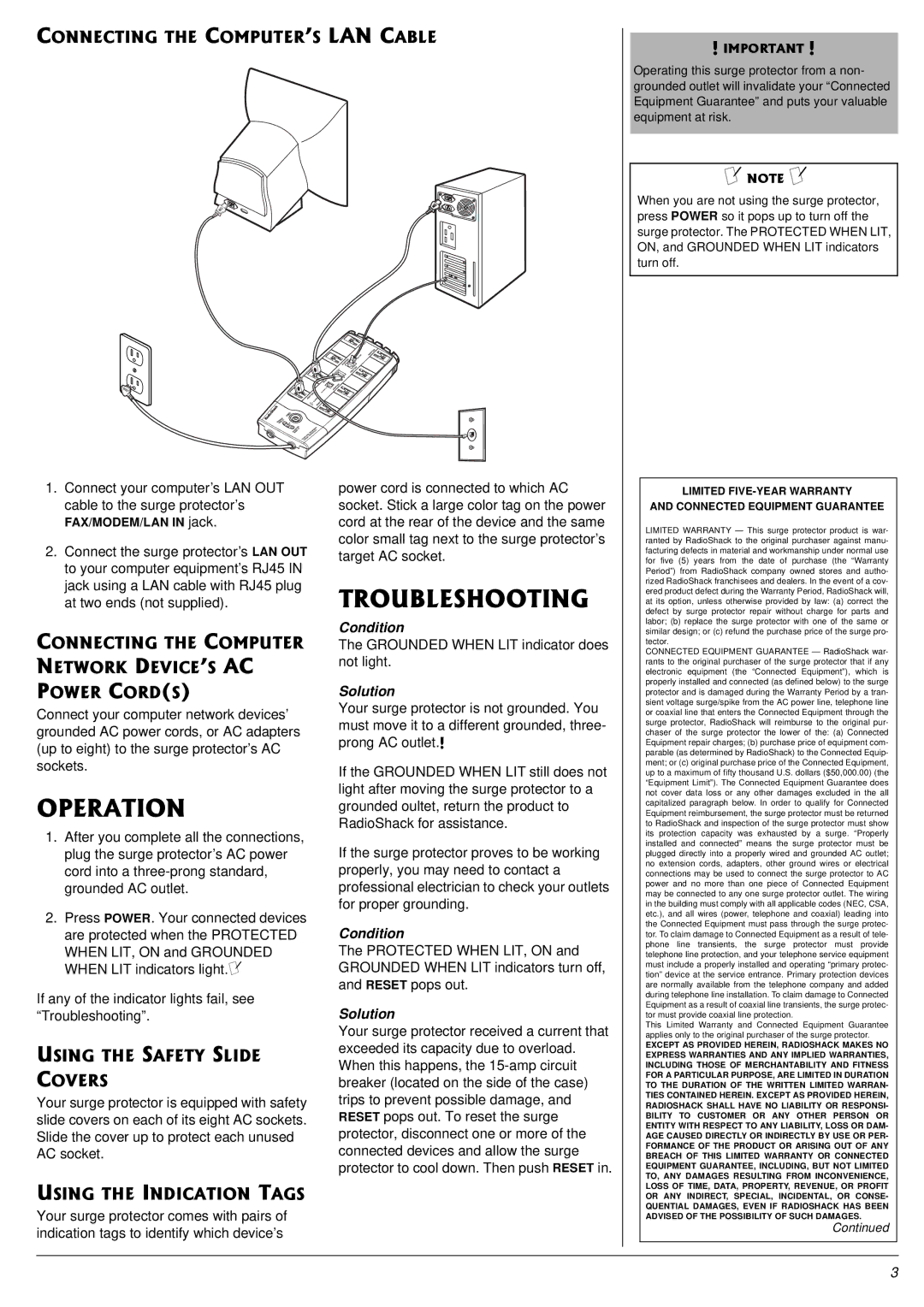 Radio Shack 61-2423 owner manual 124#6+10, 6417$.5*116+0 