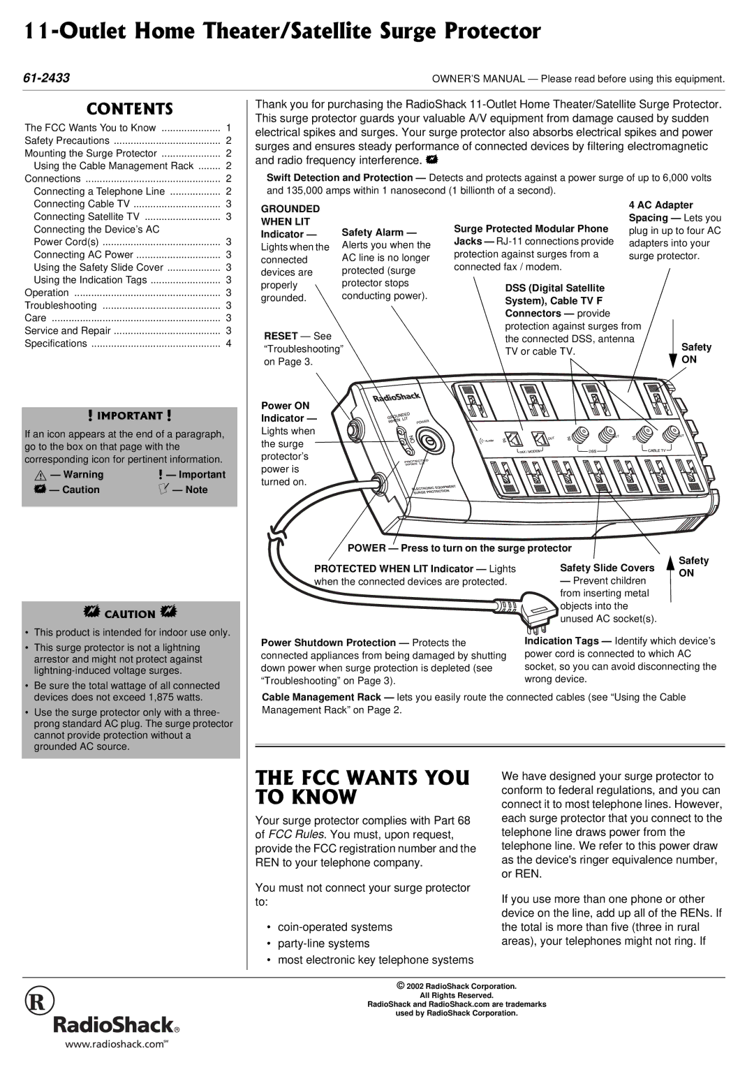 Radio Shack 61-2433 owner manual #06517 