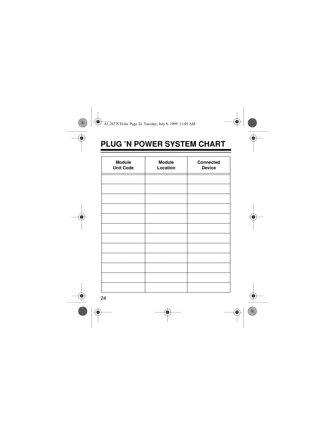 Radio Shack 61-2677C owner manual Plug ’N Power System Chart 