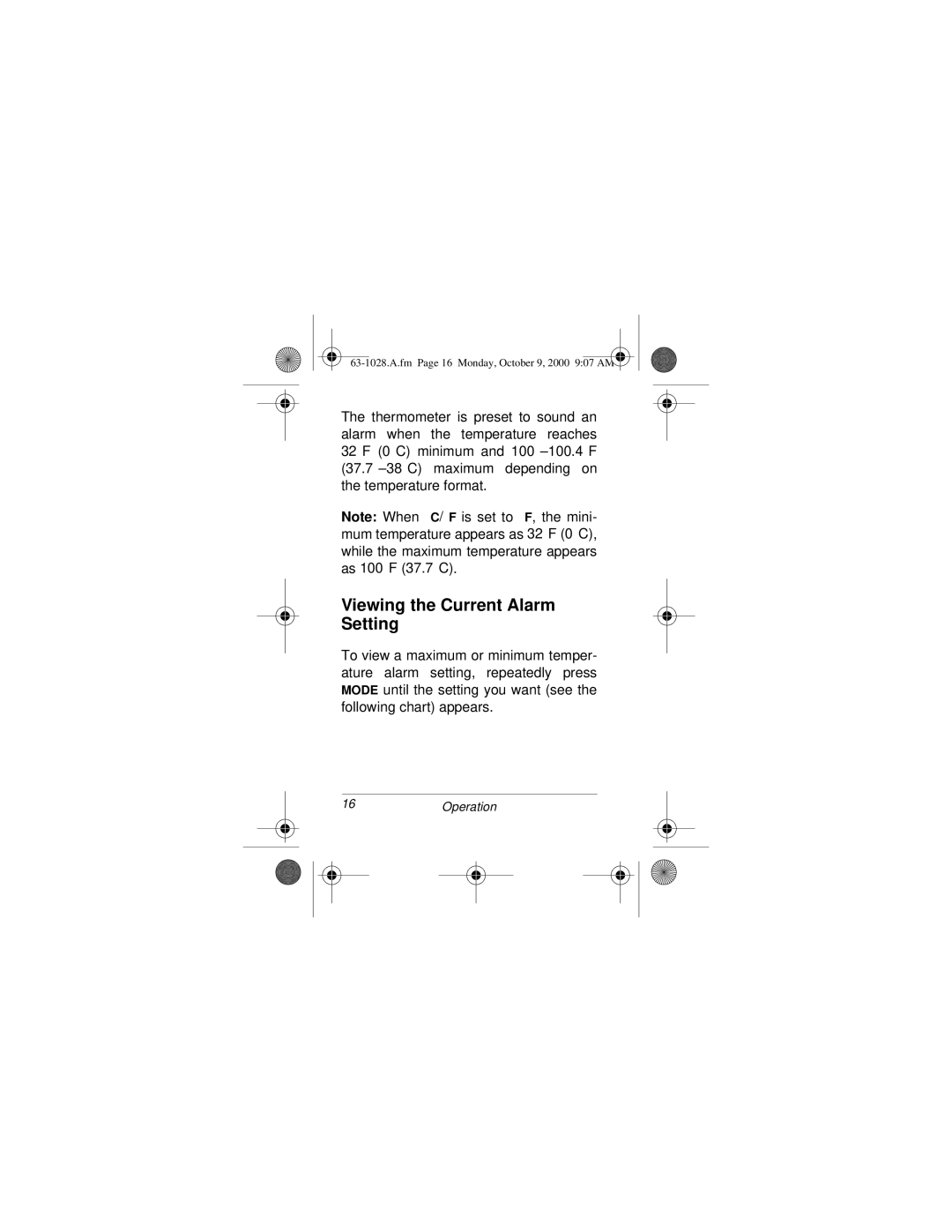 Radio Shack 63-1028 owner manual Viewing the Current Alarm Setting 