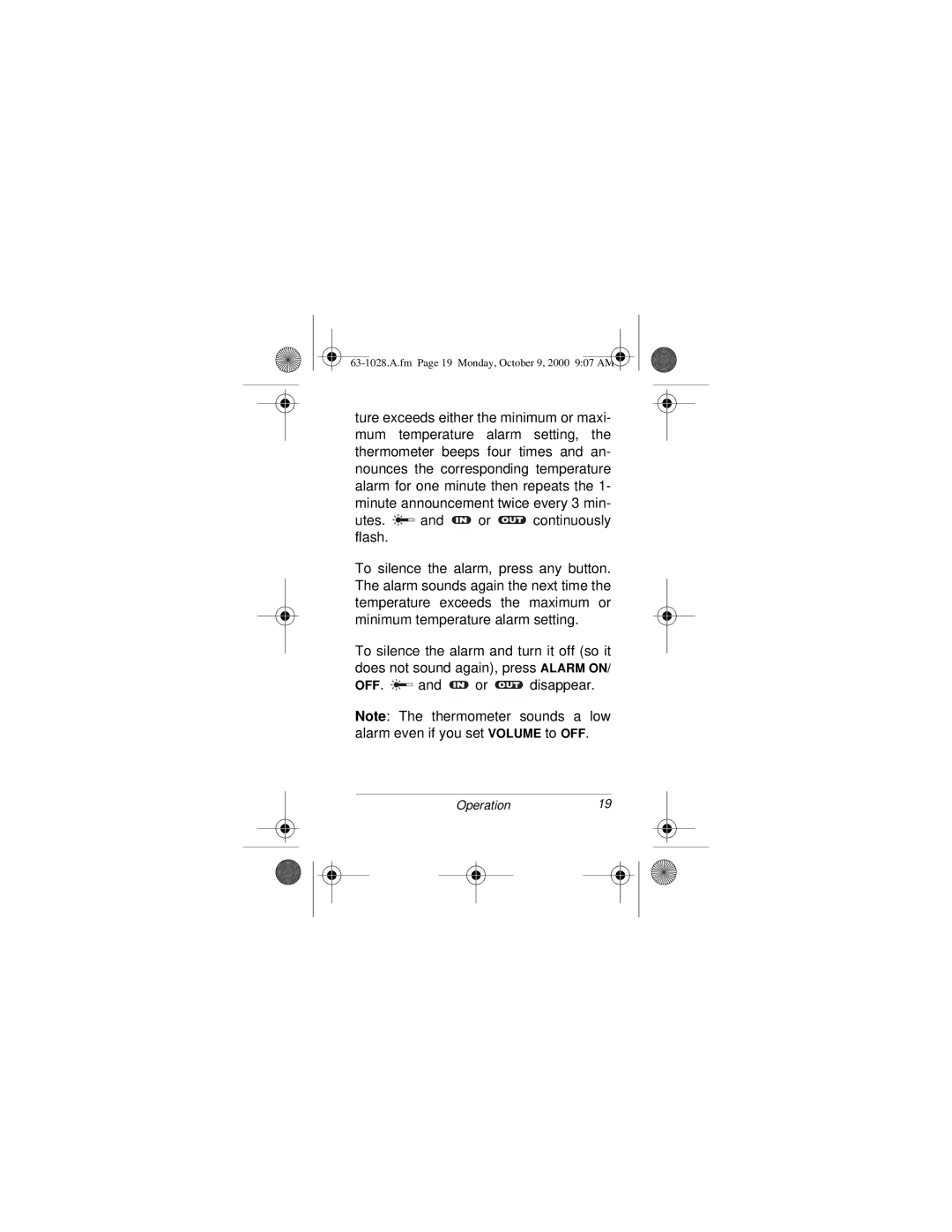 Radio Shack 63-1028 owner manual OFF. and or disappear 