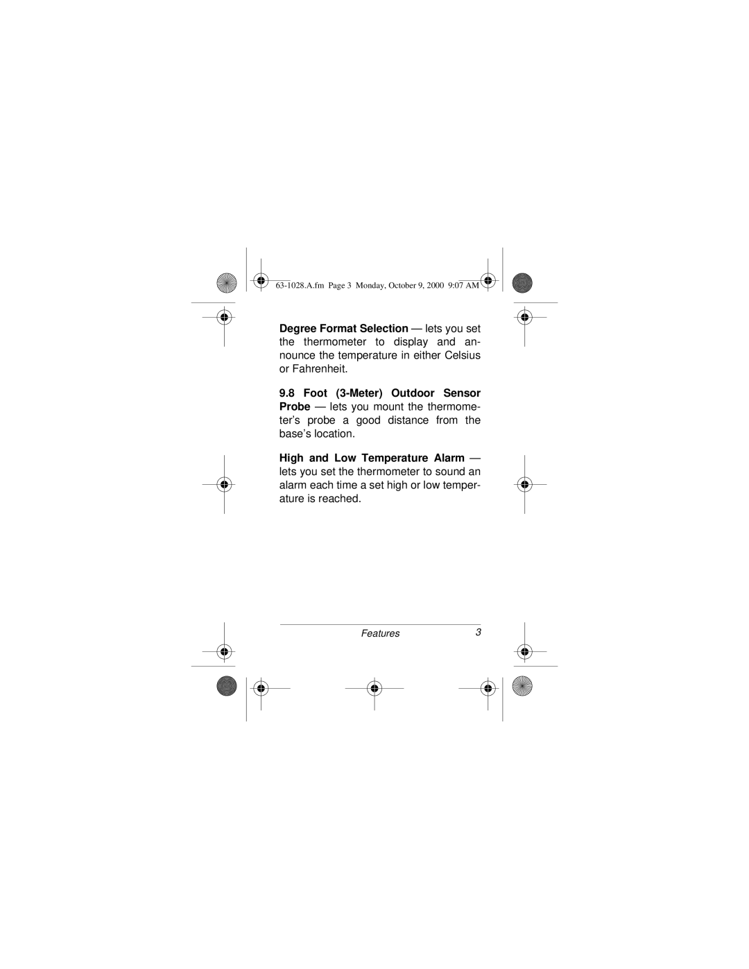 Radio Shack 63-1028 owner manual Features3 