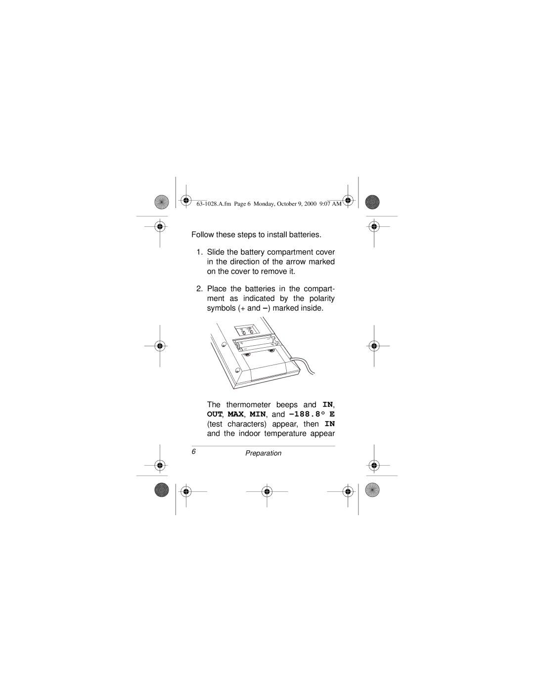 Radio Shack 63-1028 owner manual 6Preparation 