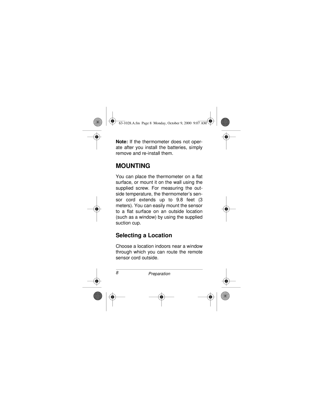 Radio Shack 63-1028 owner manual Mounting, Selecting a Location 