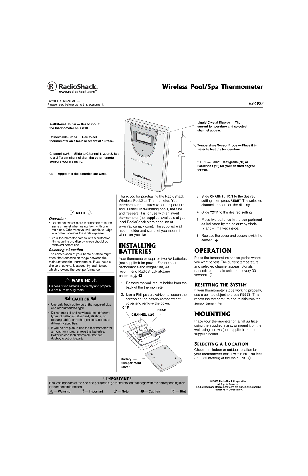 Radio Shack 63-1037 owner manual +056#..+0 $#664+5, 124#6+10, 1706+0, 4566+06*556, 6+0#.1%#6+10 