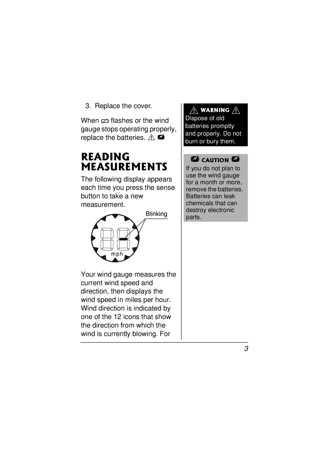 Radio Shack 63-1119 owner manual Reading Measurements 