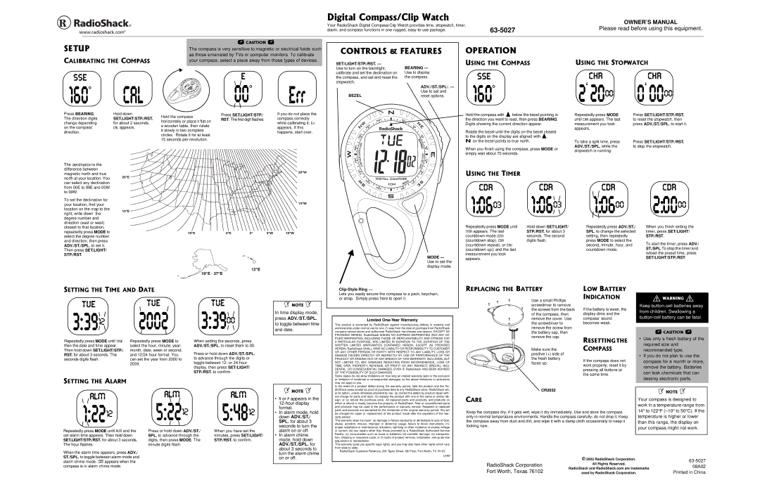 Radio Shack 63-5027 owner manual #.+$4#6+06*%1/2#55, 75+06*%1/2#55 75+06*56129#6%, 75+06*6+/4, 566+06*6+/#0&&#6 