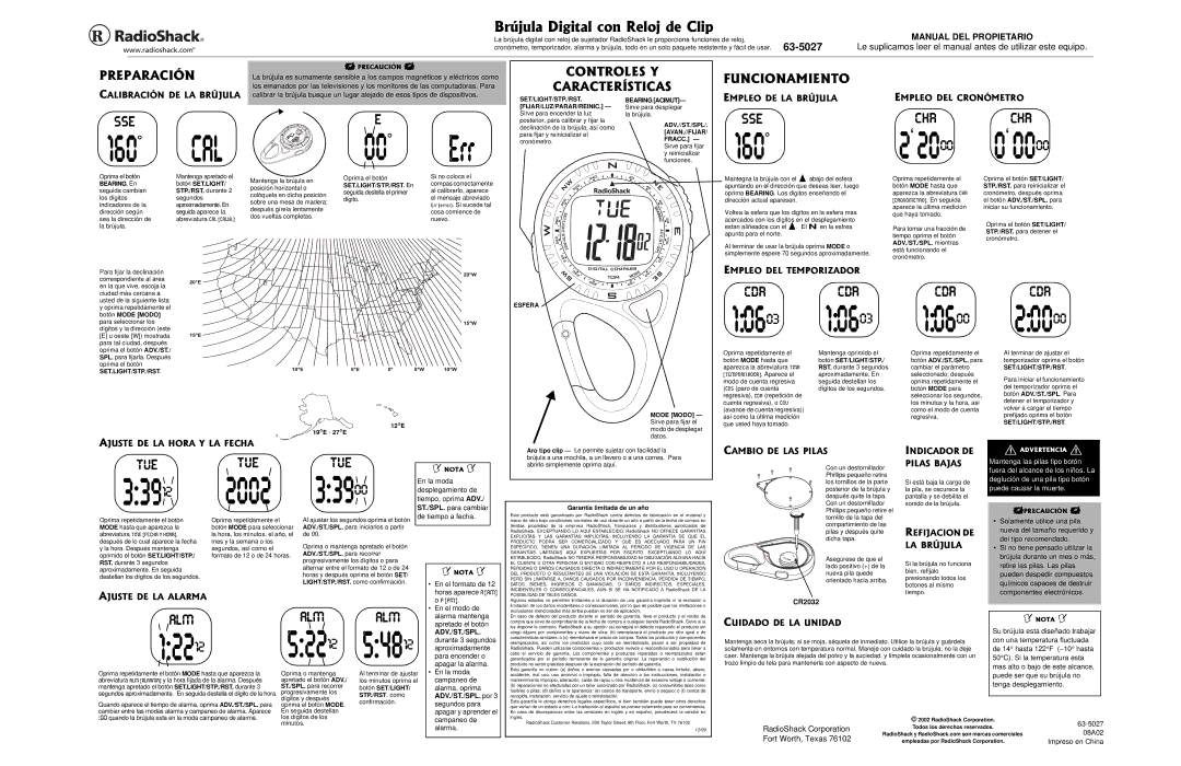 Radio Shack 63-5027 #.+$4#%+0&.#$4-,7.#, #$4-,7.# %410/641, 6/214+#&14, #,756&.#*14#.#%*#, #,756&.##.#4/#, #/$+1&.#52+.#5 