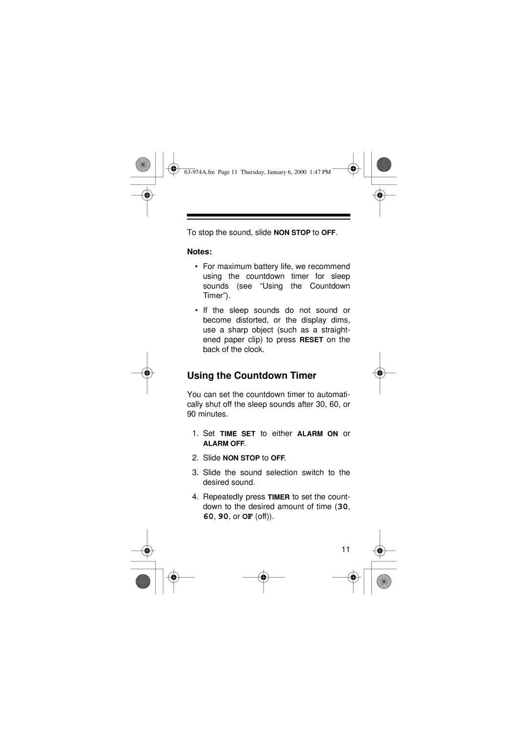 Radio Shack 63-974 owner manual Using the Countdown Timer 