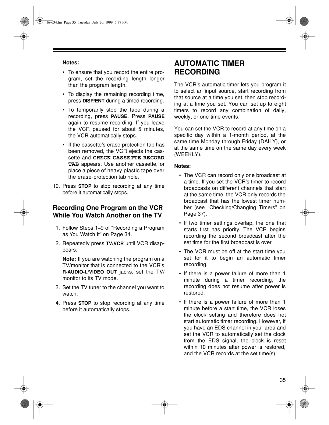 Radio Shack 64, 65 owner manual Automatic Timer Recording 