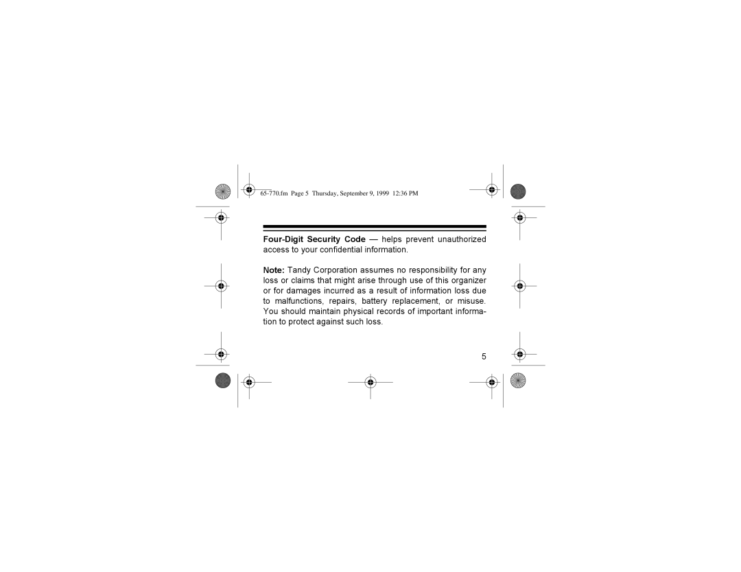 Radio Shack 65-770 1RWH=#7DQG\#&RUSRUDWLRQ#DVVXPHV#QR#UHVSRQVLELOLW\#IRU#DQ, Fm Page 5 Thursday, September 9, 1999 1236 PM 