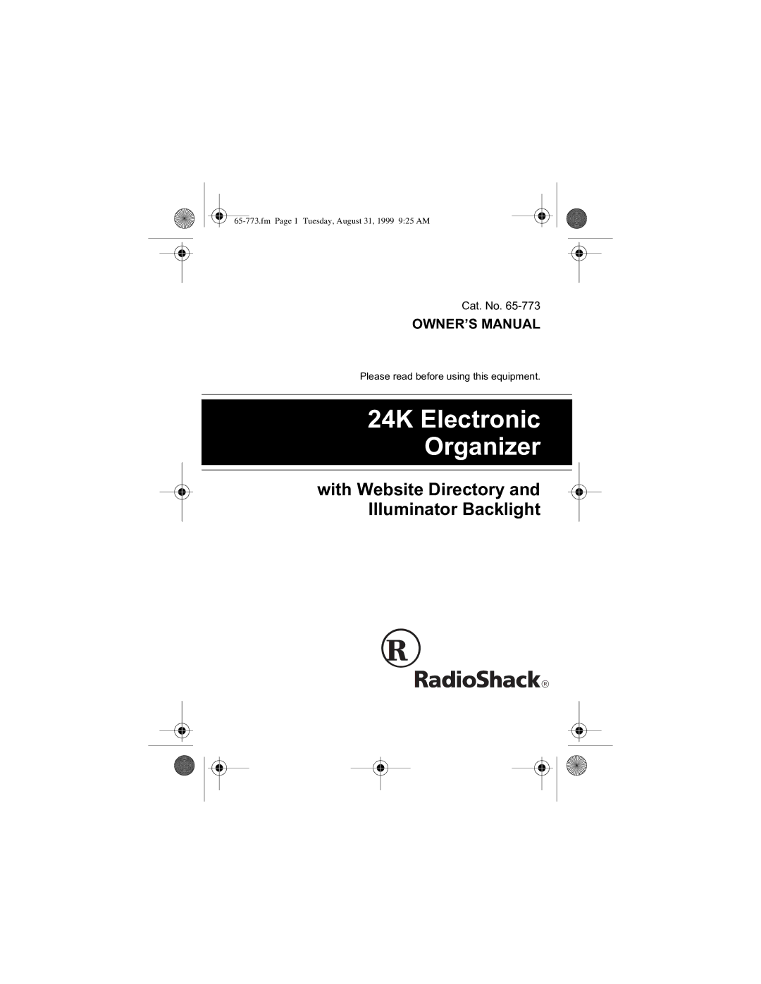 Radio Shack 65-773 manual DW1#1R1#9806, Fm Page 1 Tuesday, August 31, 1999 925 AM 