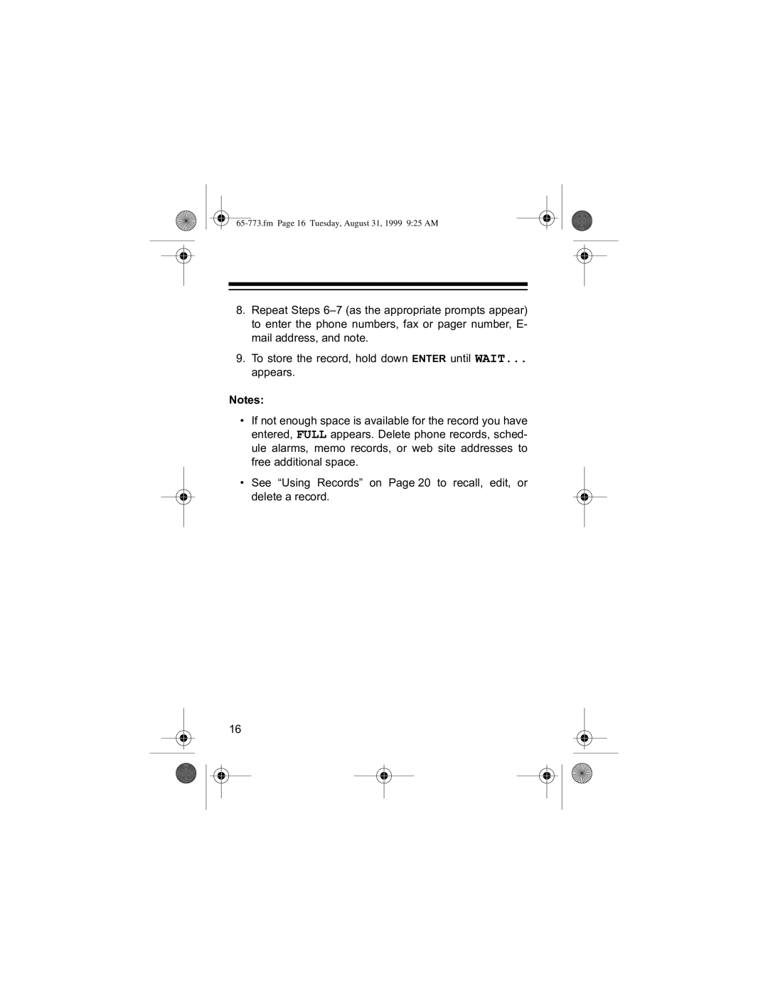 Radio Shack 65-773 manual Fm Page 16 Tuesday, August 31, 1999 925 AM 