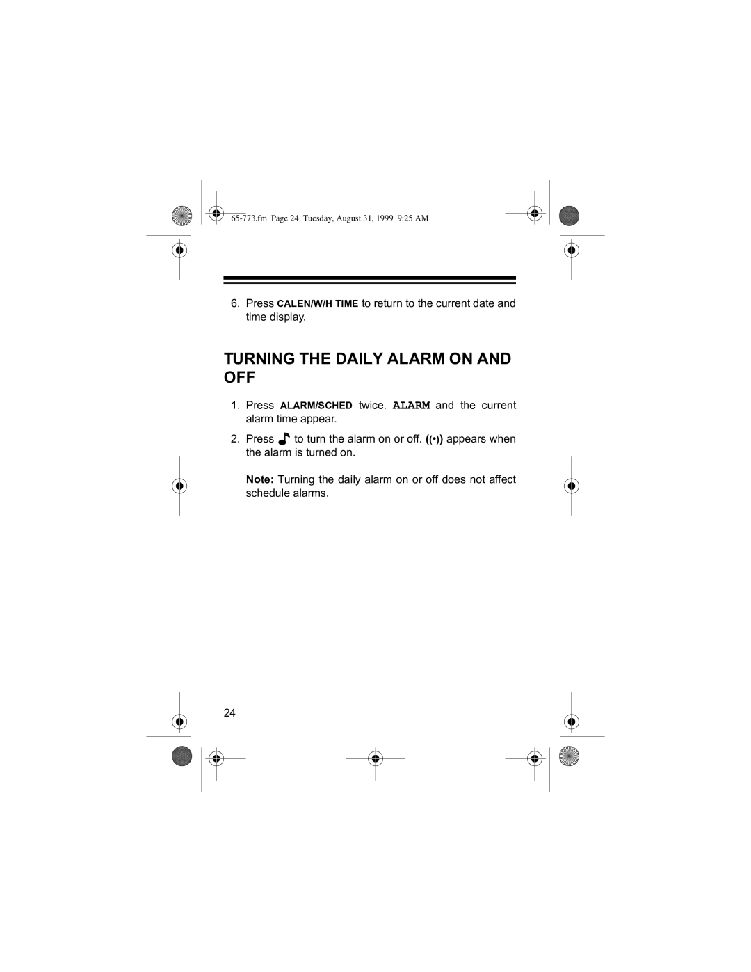 Radio Shack 65-773 manual 7851,1*#7+#$,/#$/$50#21#$1#, Fm Page 24 Tuesday, August 31, 1999 925 AM 