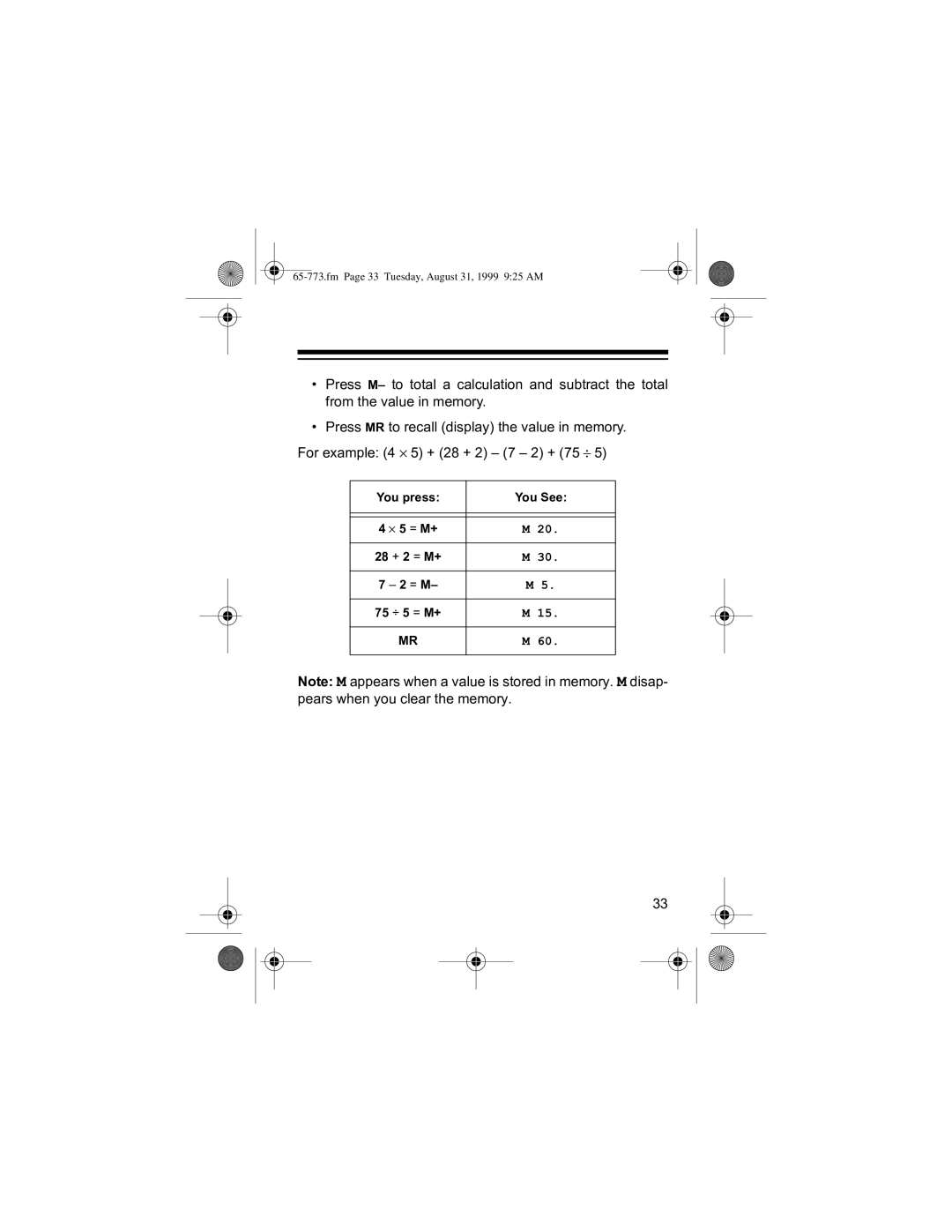 Radio Shack 65-773 manual RU#HDPSOH=#+7#⋅ 8,#.#+5#.#5,#±#+#±#5,#.#+8 ⎟, ‡ 3UHVV#05#WR#UHFDOO#+GLVSOD\,#WKH#YDOXH#LQ#PHPRU\1 