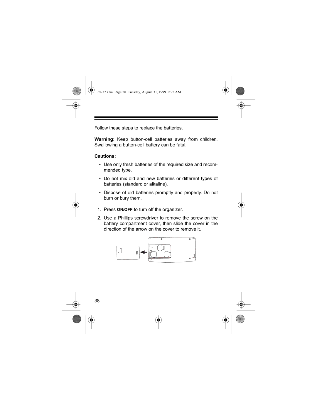 Radio Shack 65-773 manual ROORZ#WKHVH#VWHSV#WR#UHSODFH#WKH#EDWWHULHV1, Dxwlrqv=#, 41 3UHVV#2122#WR#WXUQ#RII#WKH#RUJDQLHU1 