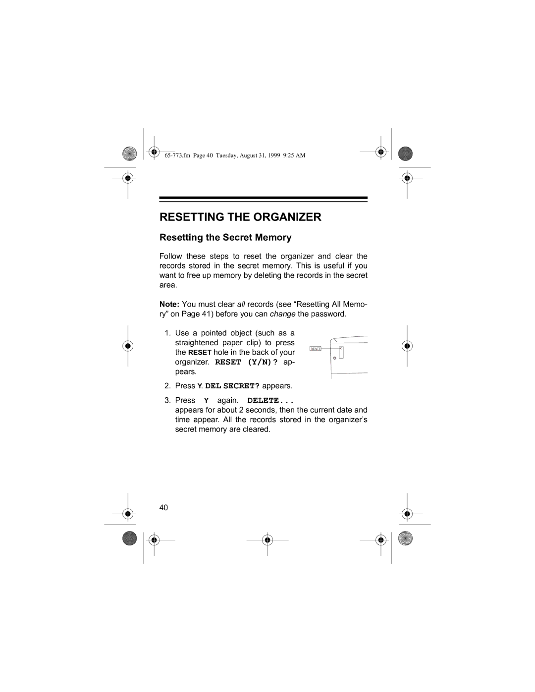 Radio Shack 65-773 manual 5677,1*#7+#25*$1,=5, 51 3UHVV# 1# /# 6&57#DSSHDUV1, Fm Page 40 Tuesday, August 31, 1999 925 AM 