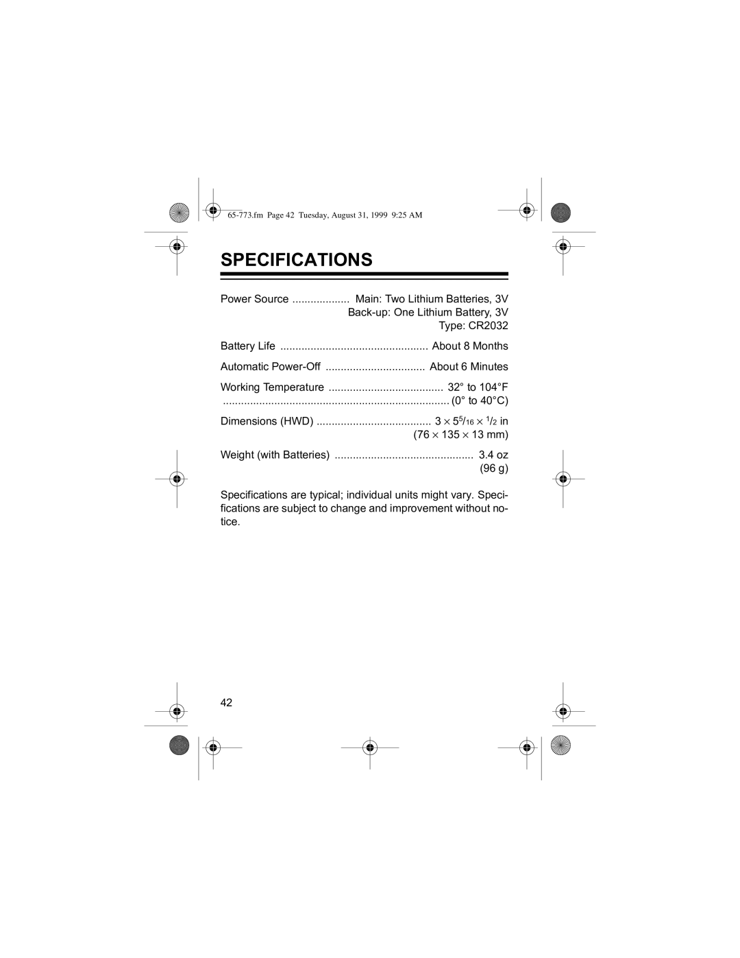 Radio Shack 65-773 manual 63&,,&$7,216, Fm Page 42 Tuesday, August 31, 1999 925 AM 