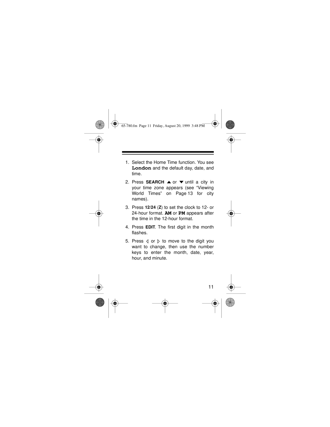 Radio Shack 65-780 owner manual Fm Page 11 Friday, August 20, 1999 348 PM 