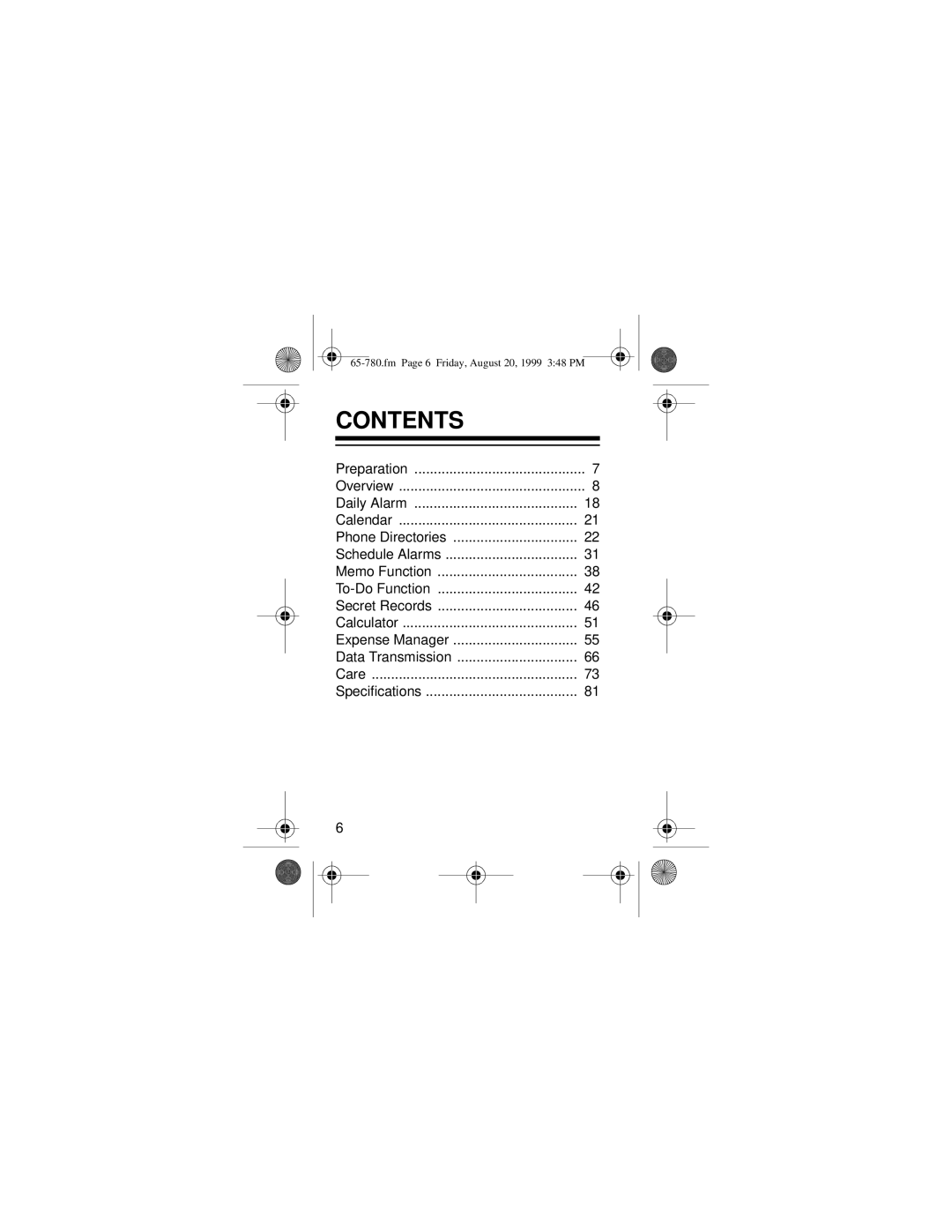 Radio Shack 65-780 owner manual Contents 