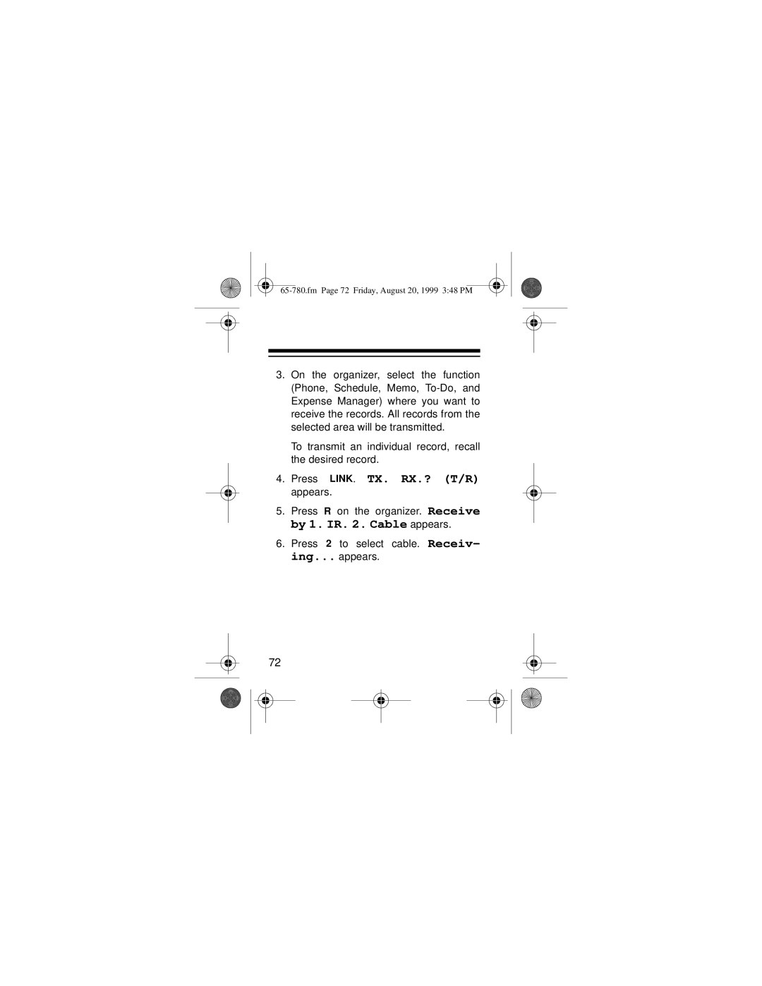 Radio Shack 65-780 owner manual By 1. IR . Cable appears 