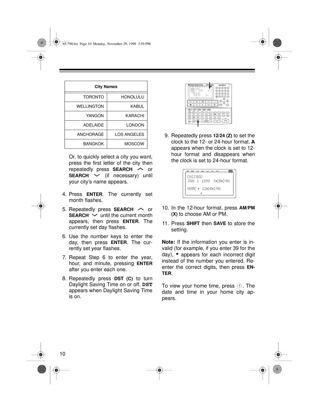 Radio Shack 65-790 owner manual Fm Page 10 Monday, November 29, 1999 359 PM 