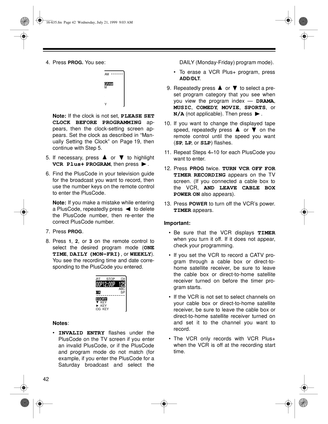 Radio Shack 66 owner manual 00P1200P, VCR Plus+ PROGRAM, then press, MUSIC, COMEDY, MOVIE, SPORTS, or 