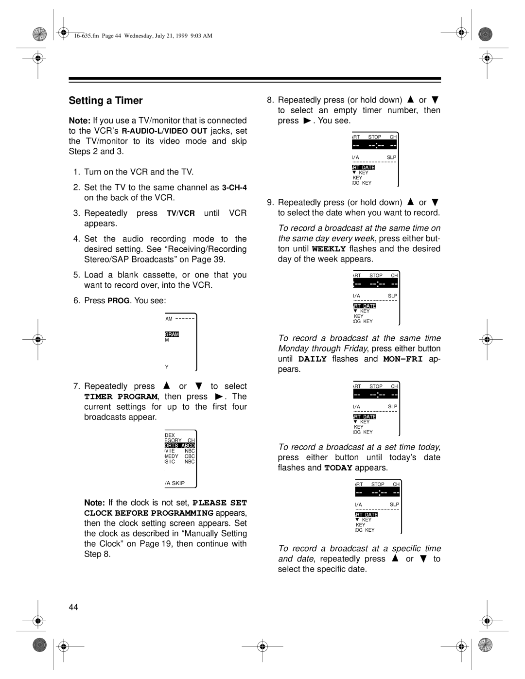 Radio Shack 66 owner manual Setting a Timer 