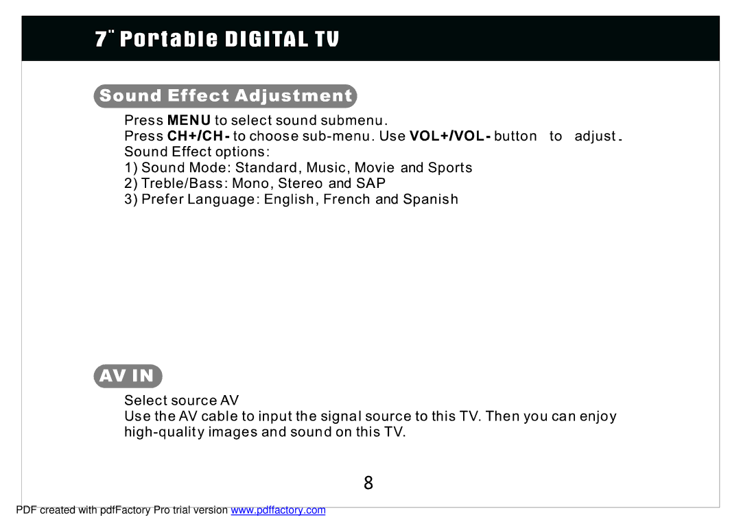 Radio Shack 780PTV manual 