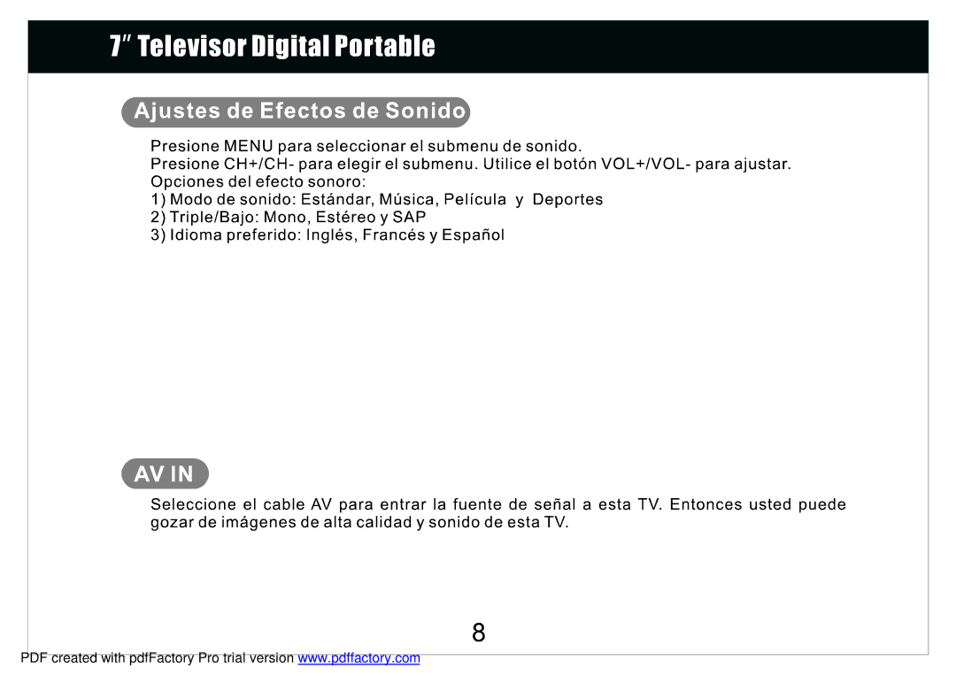 Radio Shack 780PTV manual 