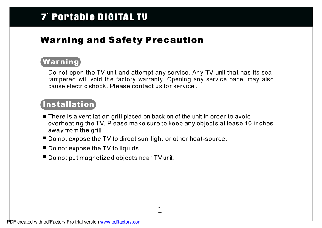 Radio Shack 780PTV manual 