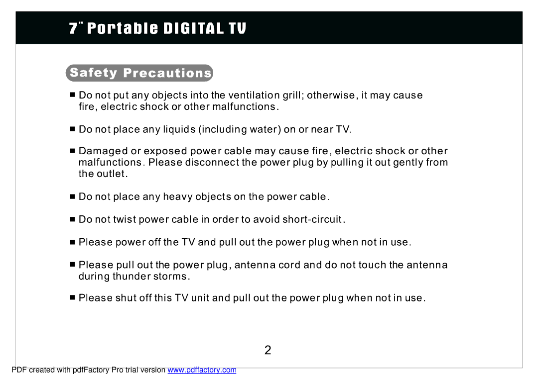 Radio Shack 780PTV manual 