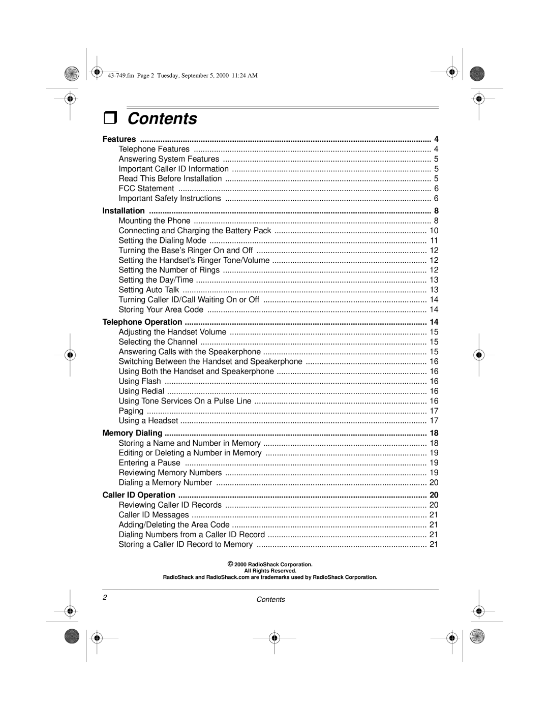 Radio Shack 900 MHz owner manual Contents 