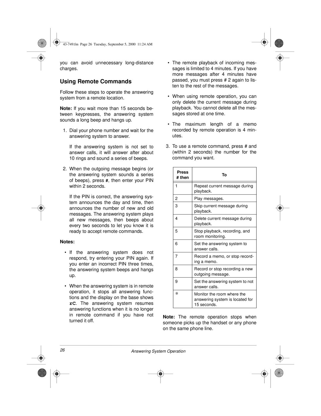 Radio Shack 900 MHz owner manual Using Remote Commands 