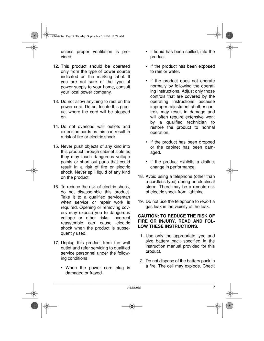 Radio Shack 900 MHz owner manual Fm Page 7 Tuesday, September 5, 2000 1124 AM 