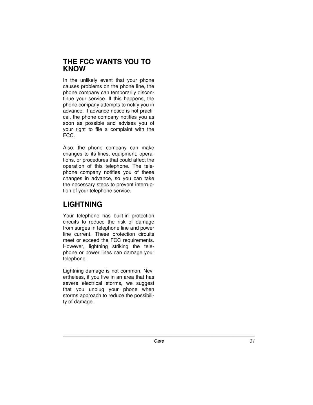 Radio Shack 900MHz owner manual FCC Wants YOU to Know, Lightning 