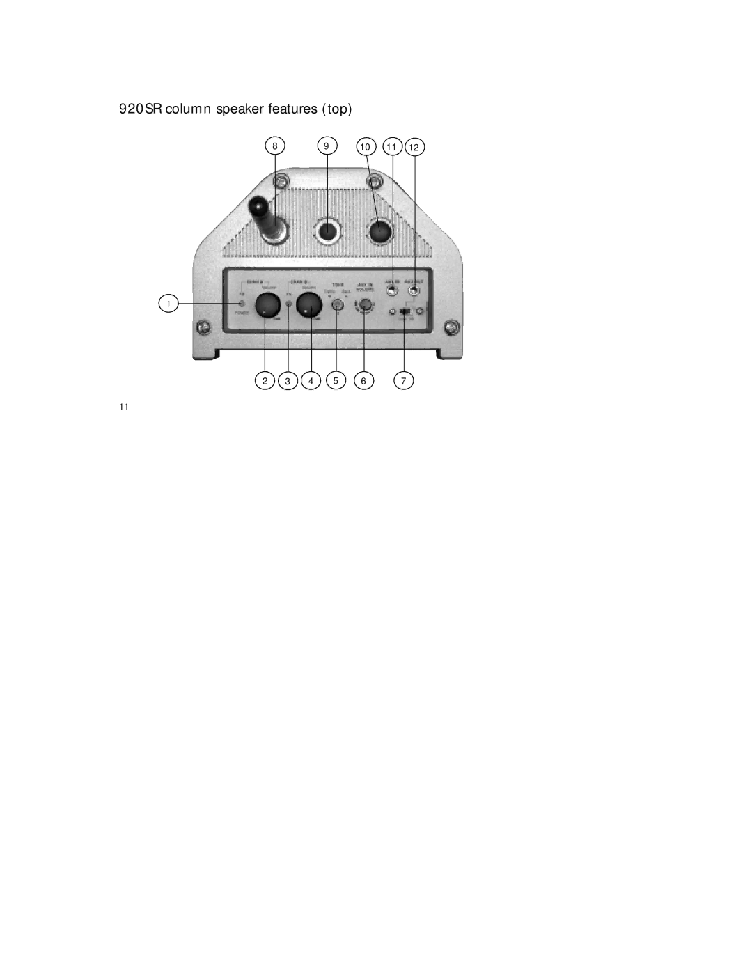 Radio Shack manual 920SR column speaker features top 