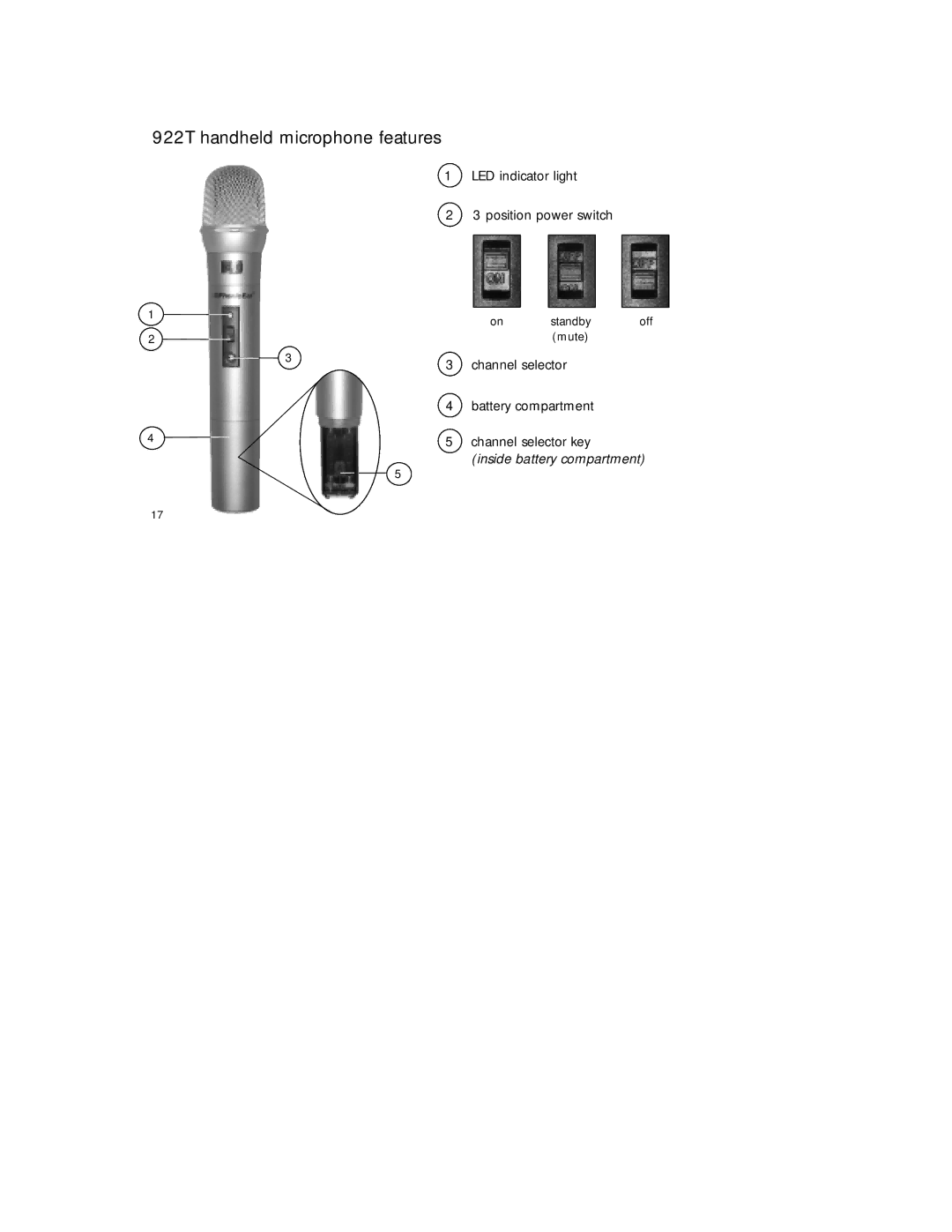 Radio Shack 920SR manual 922T handheld microphone features 