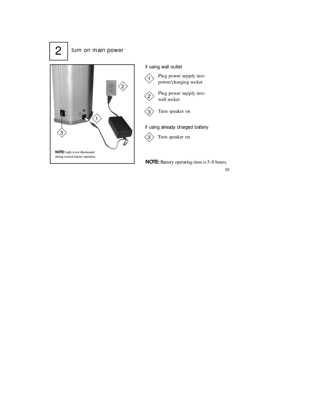 Radio Shack 920SR manual Turn on main power, If using wall outlet 