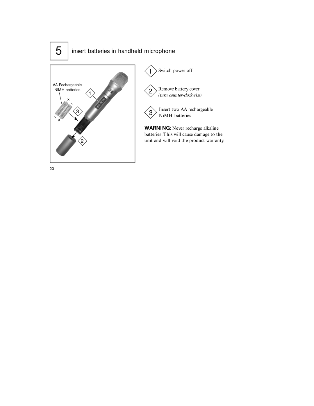 Radio Shack 920SR manual Insert batteries in handheld microphone 